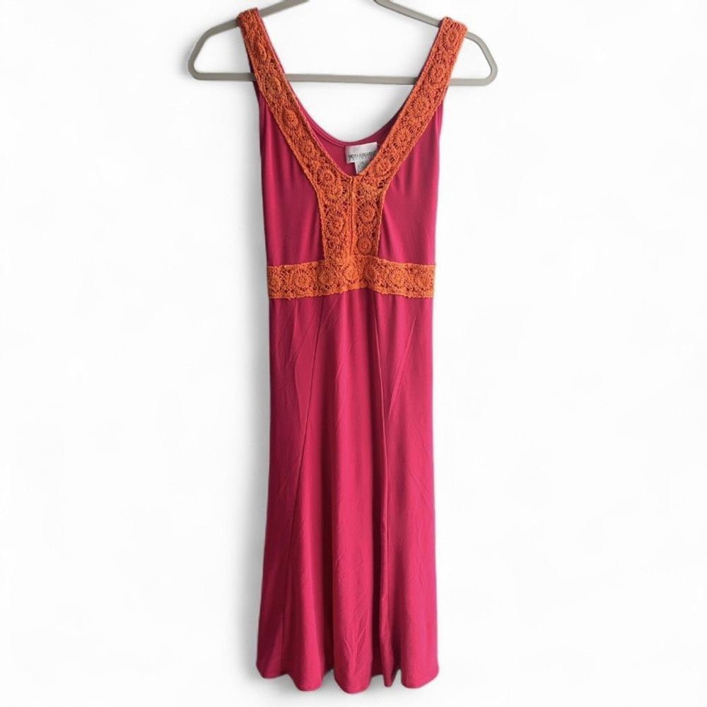 Motherhood Maternity Embroidered Sleeveless Wrap Dress Pink & Orange Women’s S